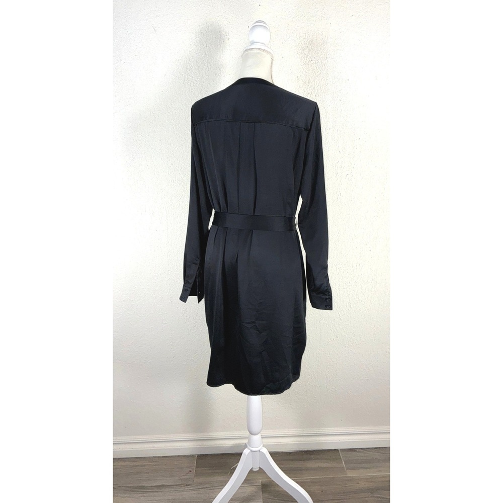 Banana Republic Heritage Collection Black‎ Satin Belted Shirtdress Womens 14